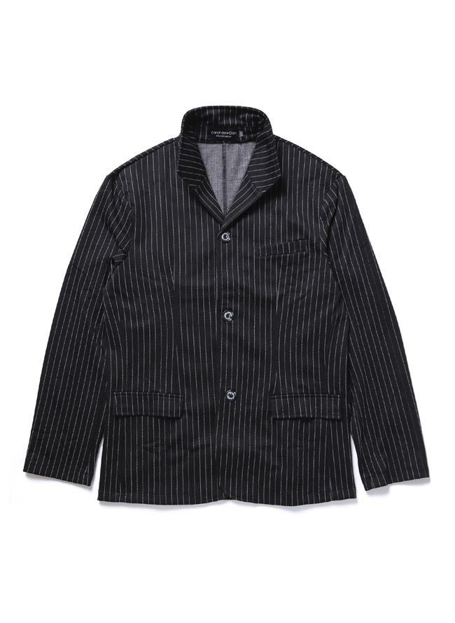 大きいサイズ メンズ】ストライプ柄 イタリアン襟 ストレッチ