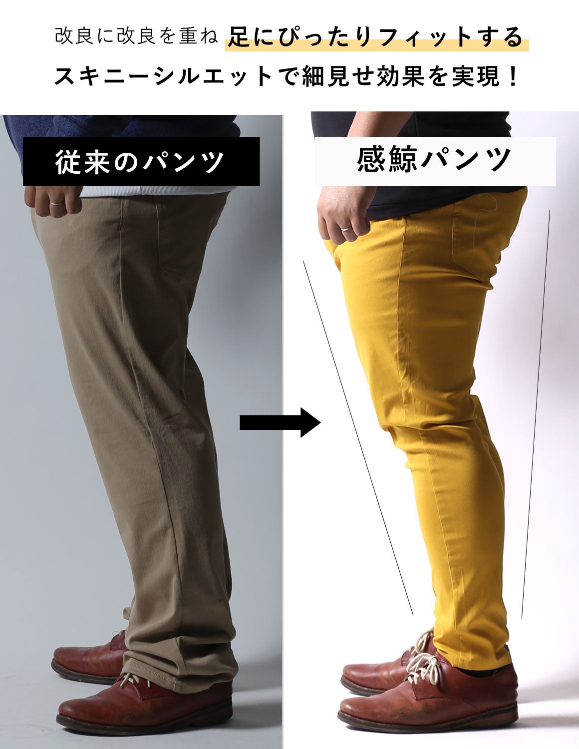 大きいサイズ メンズ】感鯨パンツ カラーパンツ ストレッチ スリム