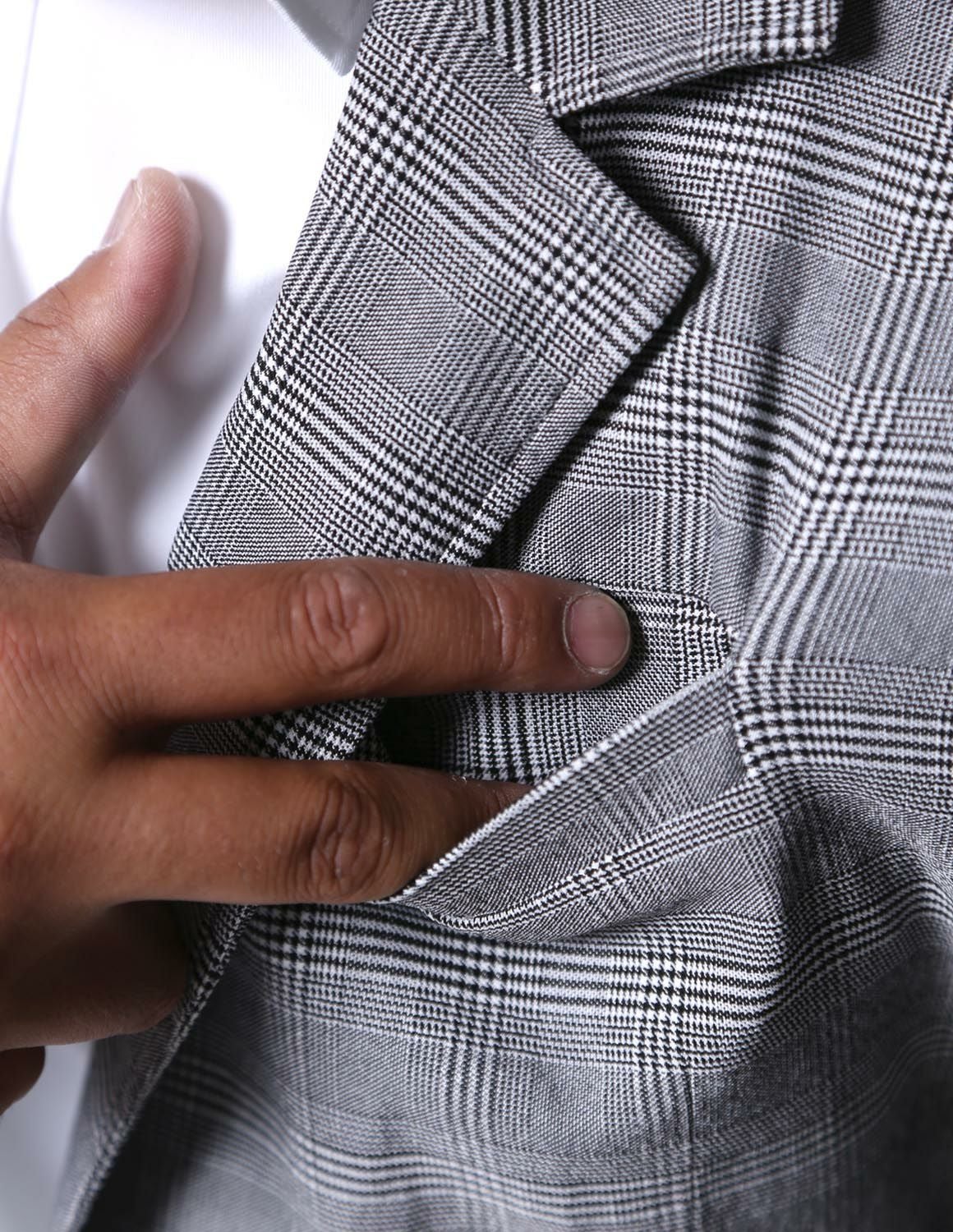 感鯨グレンチェックジャケットテーラードブレザー2L/3L/4L | QZILLA by