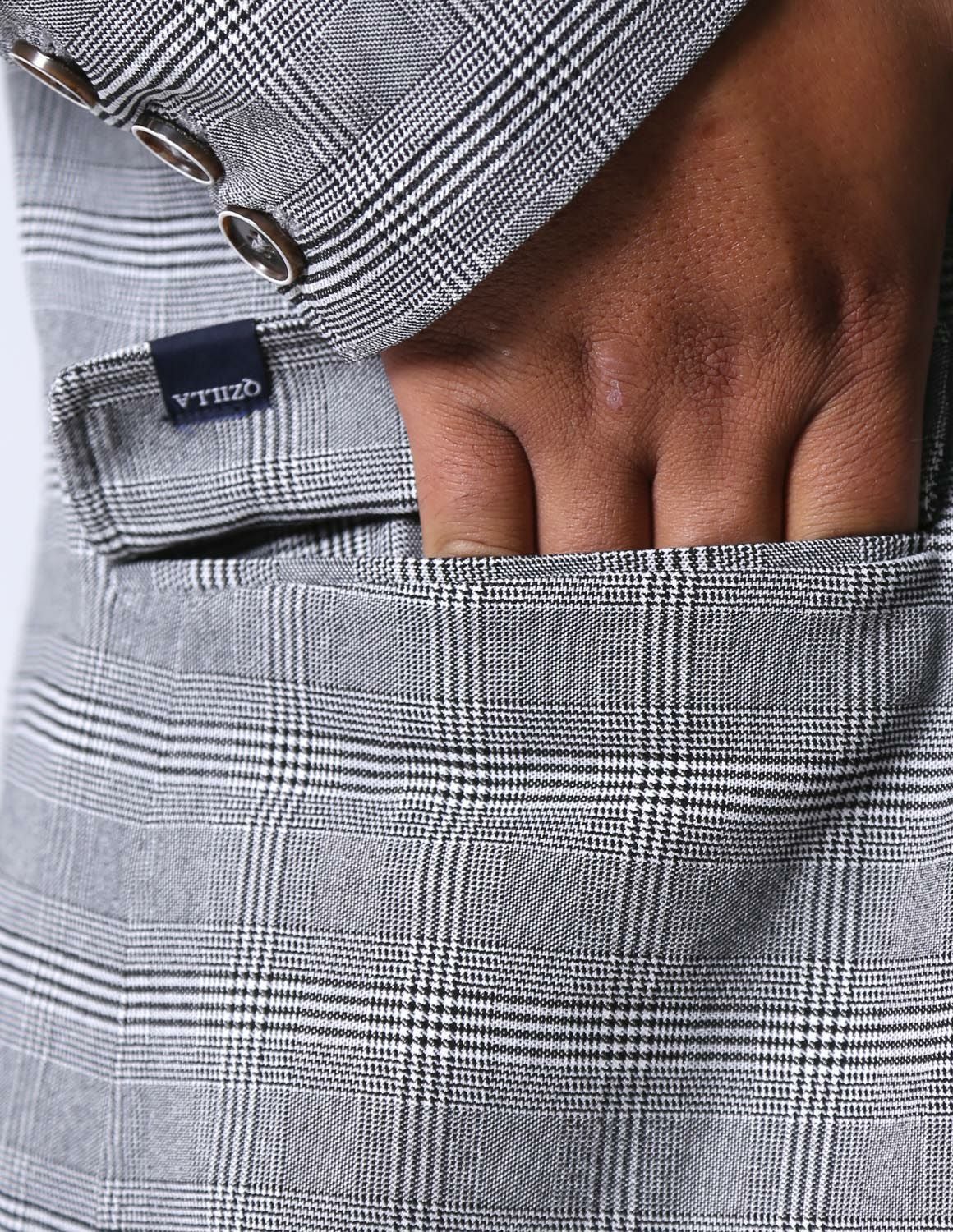 感鯨グレンチェックジャケットテーラードブレザー2L/3L/4L | QZILLA by