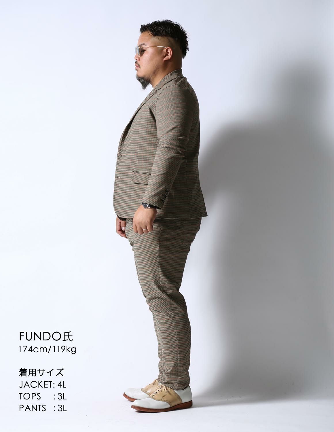 感鯨グレンチェックジャケットテーラードブレザー2L/3L/4L | QZILLA by