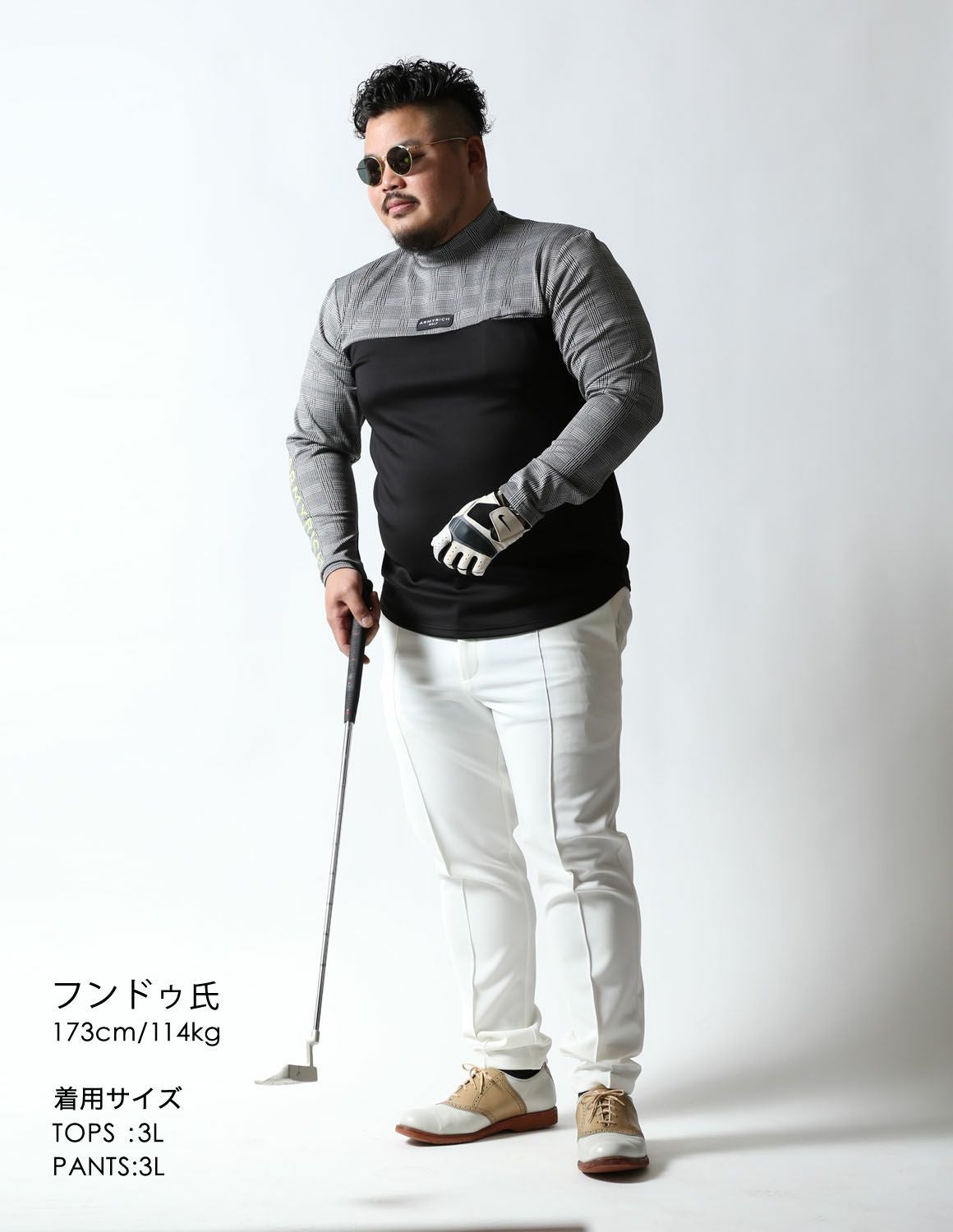 大きいサイズ メンズ】モックネック グレンチェック 切替
