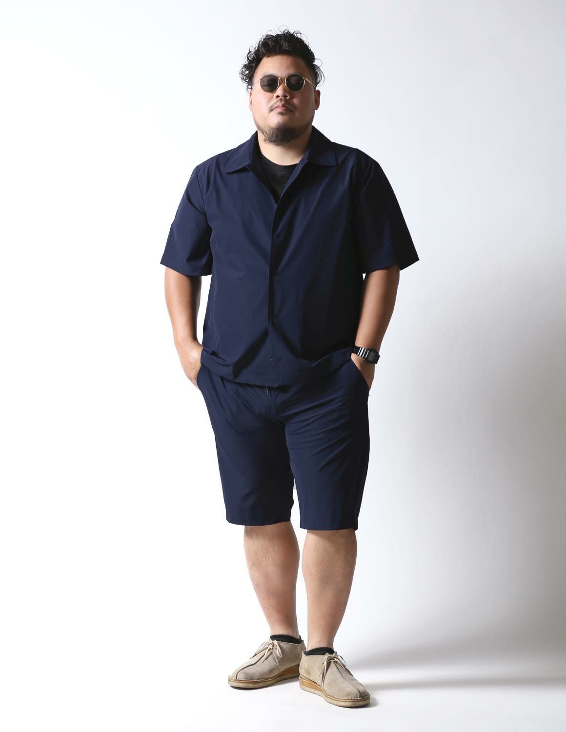 大きいサイズ メンズ】威風サラサラ ストレッチ 半袖シャツジャケット