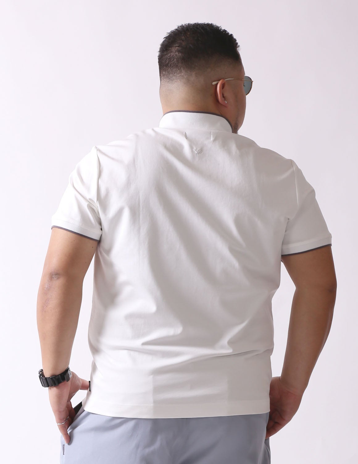 大きいサイズ メンズ】QZILLA ZIP POLO ハーフジップ ライン 鯨刺繍