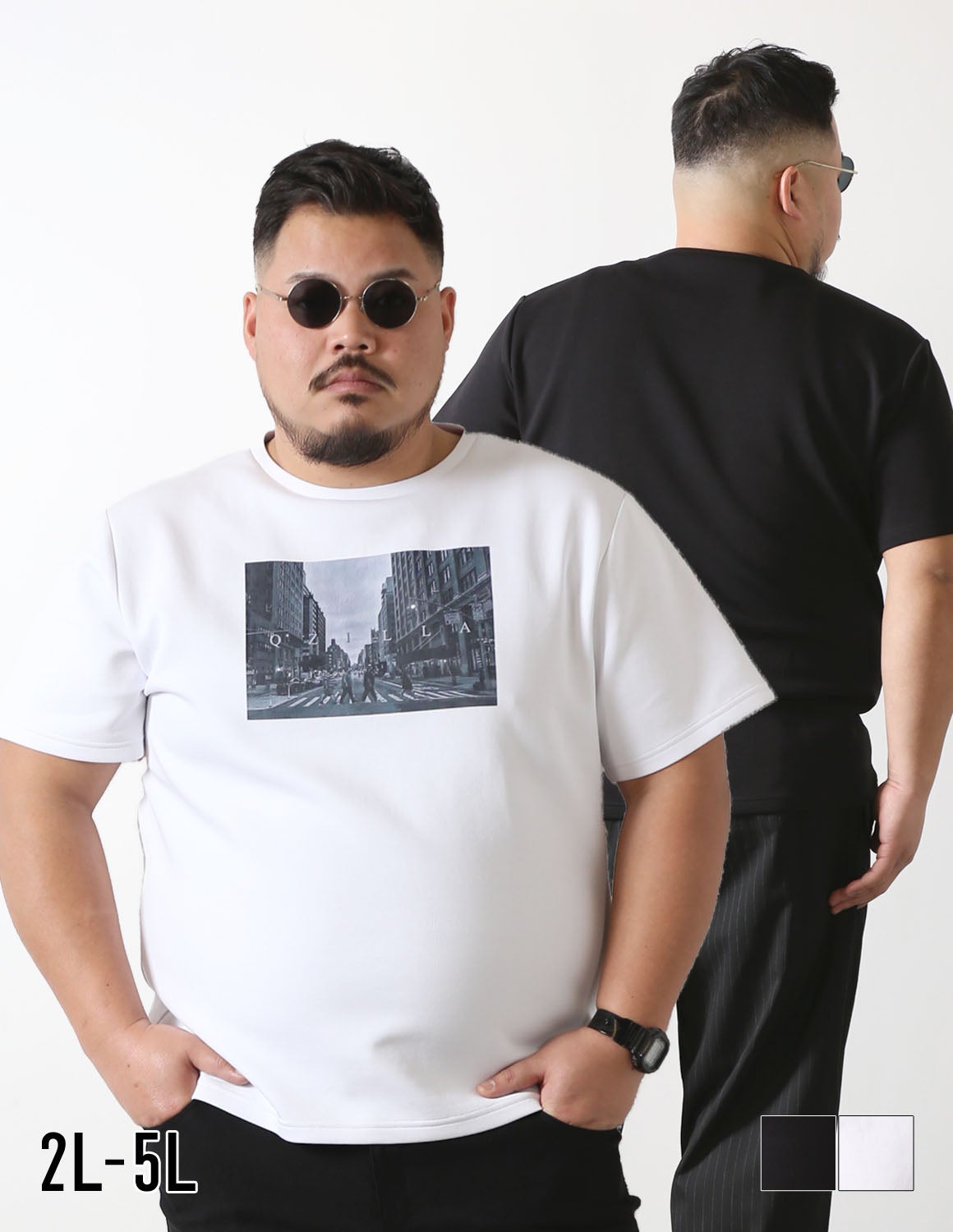 大きいサイズ メンズ】QZILLA 感鯨Tシャツ2.5 Photo プリント 半袖T