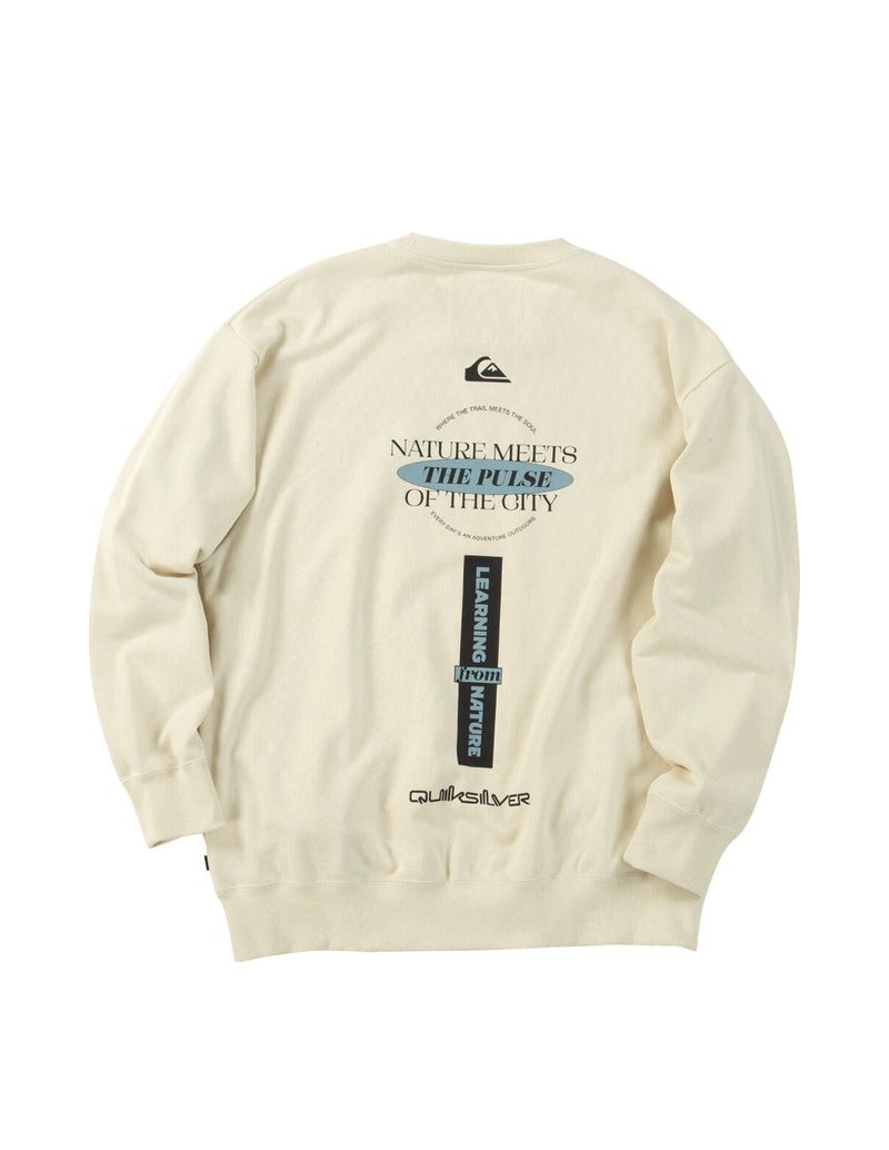 大きいサイズ メンズ Quiksilver クイックシルバー トレーナー スウェット ベージュ バックスタイル
