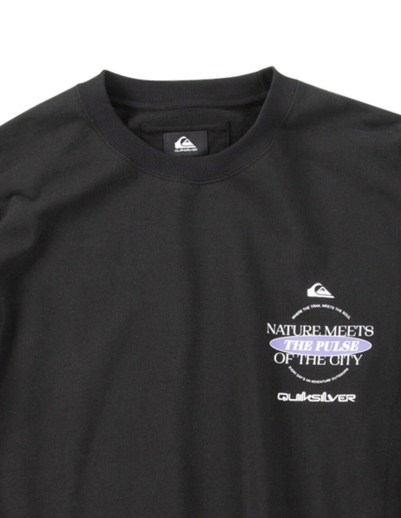 大きいサイズ メンズ Quiksilver クイックシルバー トレーナー スウェット ブラック 胸ロゴ