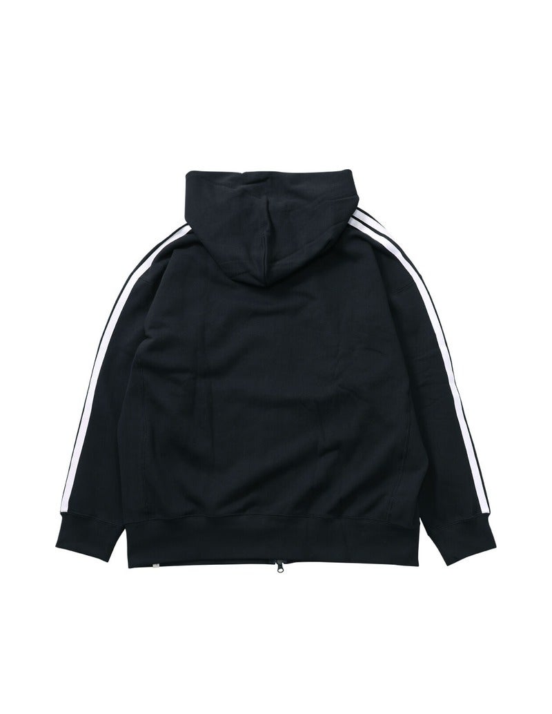 大きいサイズ メンズ adidas アディダス パーカー ESS+3S スウェット フルジップ フーディ ブラック 背面
