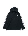 大きいサイズ メンズ adidas アディダス パーカー ESS+3S スウェット フルジップ フーディ ブラック 正面