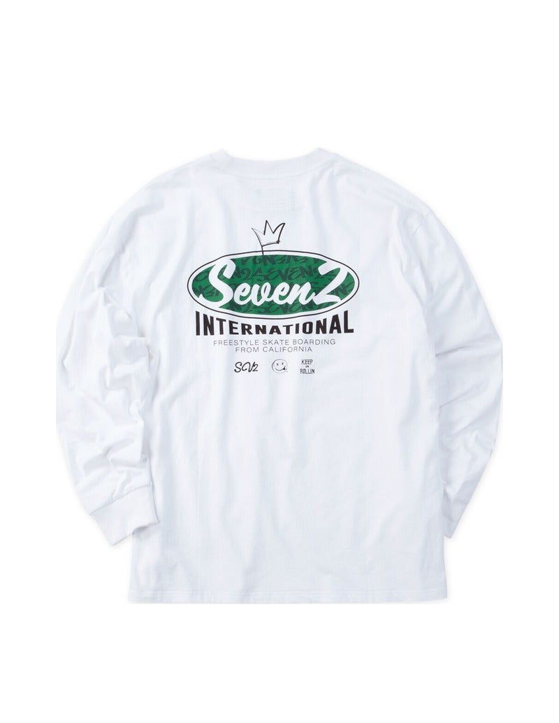 大きいサイズ メンズ SEVEN2 セブンツー ロンT 長袖Tシャツ 天竺 クラウンロゴ ホワイト 背面