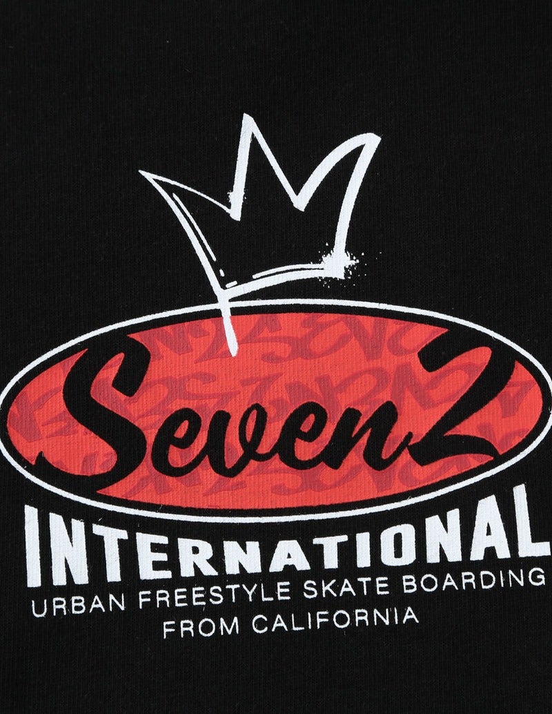 大きいサイズ メンズ SEVEN2 セブンツー ロンT 長袖Tシャツ 天竺 クラウンロゴ ブラック プリント 胸