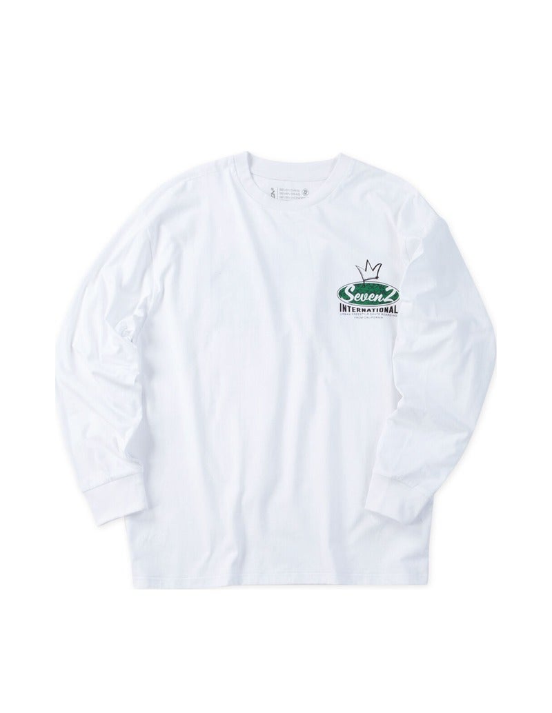 大きいサイズ メンズ SEVEN2 セブンツー ロンT 長袖Tシャツ 天竺 クラウンロゴ ホワイト 正面