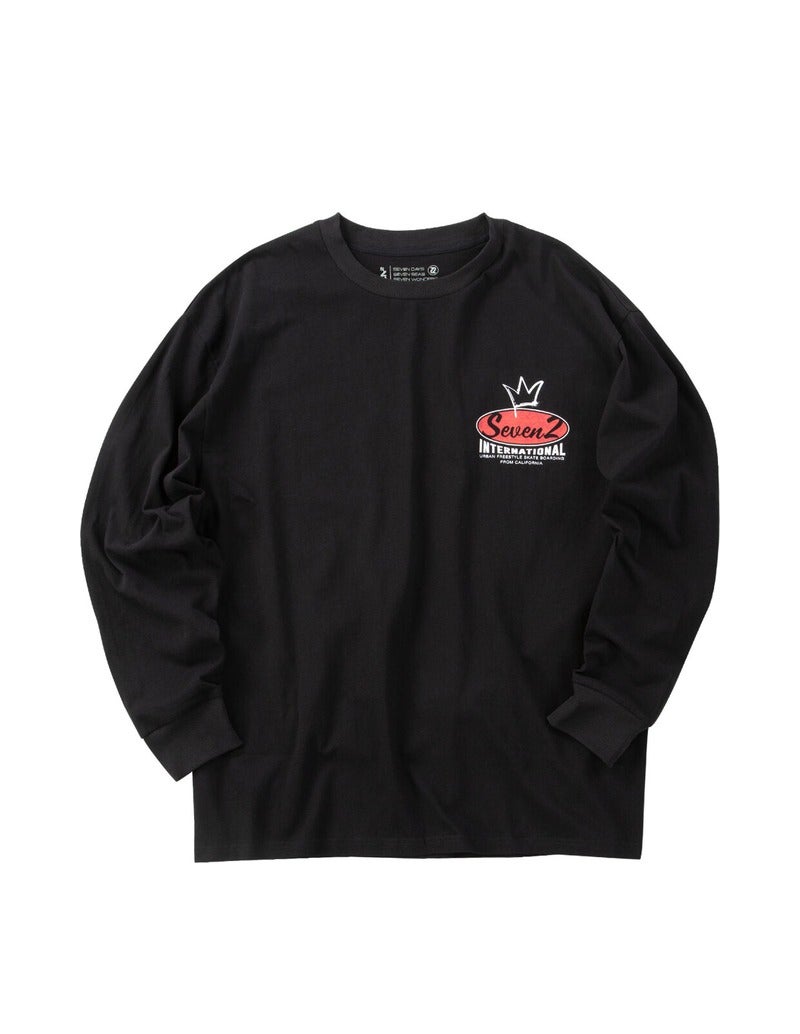 大きいサイズ メンズ SEVEN2 セブンツー ロンT 長袖Tシャツ 天竺 クラウンロゴ ブラック 正面